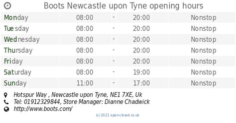 boots newcastle opening hours.